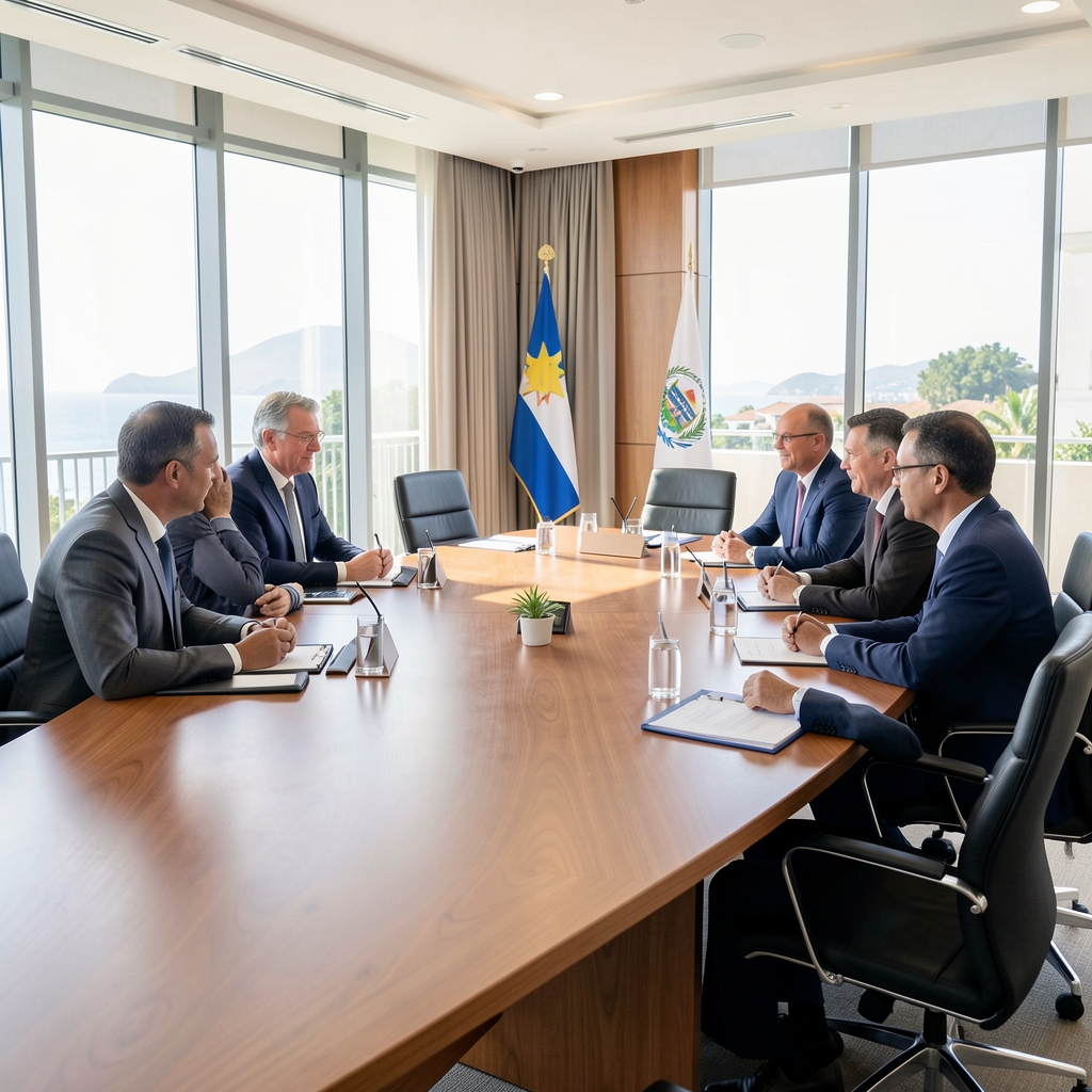 Réunion du Conseil des ministres à l'Élysée avec membres du gouvernement autour d'une table ovale sous des lustres dorés
