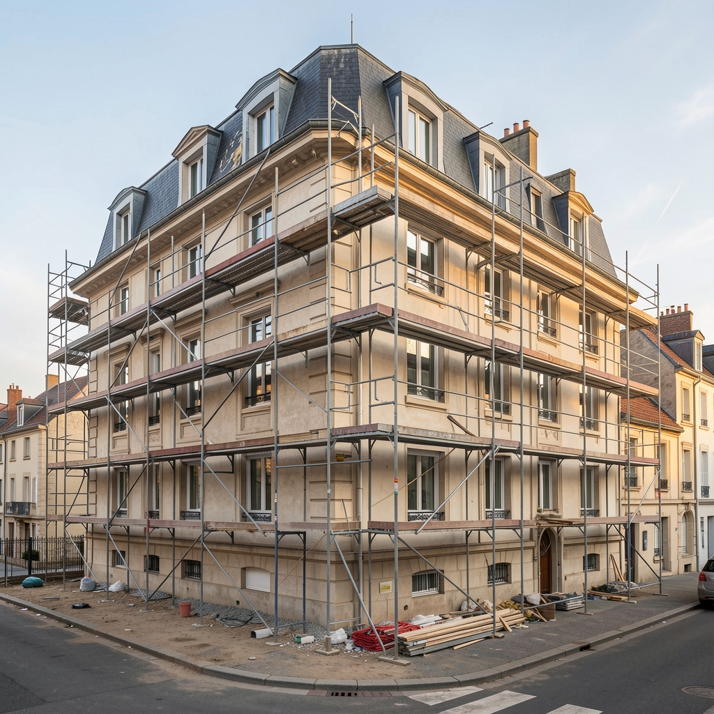 Façade de la mairie de Marseille avec son architecture haussmannienne, drapeau français et panneaux institutionnels